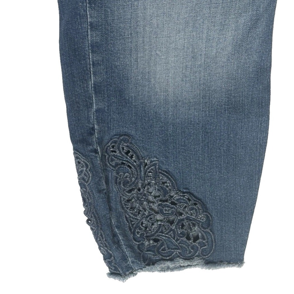 Torrid Skinny Jeans Womens 20 Blue Medium Embroidered Eyelet Raw Hem Stretch - Picture 8 of 13
